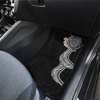 Hawaiian Tribal Tattoo and Plumeria Car Mats Polynesian Pattern Black Color