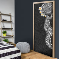 Hawaiian Tribal Tattoo and Plumeria Door Cover Polynesian Pattern Black Color