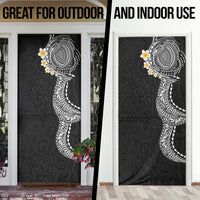 Hawaiian Tribal Tattoo and Plumeria Door Cover Polynesian Pattern Black Color