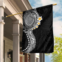 Hawaiian Tribal Tattoo and Plumeria Garden Flag Polynesian Pattern Black Color