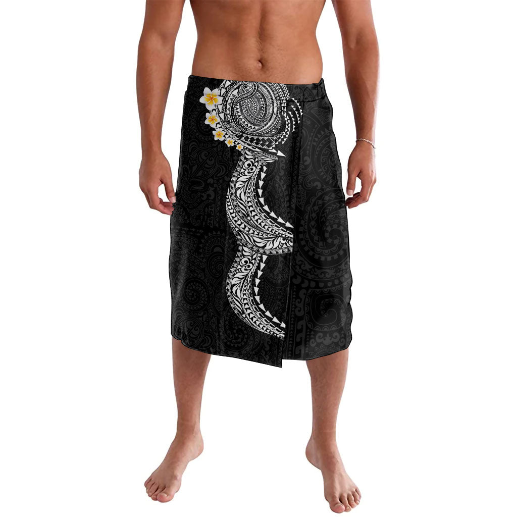 Hawaiian Tribal Tattoo and Plumeria Lavalava Polynesian Pattern Black Color