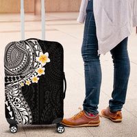 Hawaiian Tribal Tattoo and Plumeria Luggage Cover Polynesian Pattern Black Color