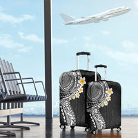Hawaiian Tribal Tattoo and Plumeria Luggage Cover Polynesian Pattern Black Color
