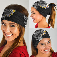 Hawaiian Tribal Tattoo and Plumeria Neck Gaiter Polynesian Pattern Black Color