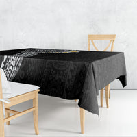 Hawaiian Tribal Tattoo and Plumeria Tablecloth Polynesian Pattern Black Color