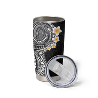 Hawaiian Tribal Tattoo and Plumeria Tumbler Cup Polynesian Pattern Black Color