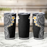 Hawaiian Tribal Tattoo and Plumeria Tumbler Cup Polynesian Pattern Black Color