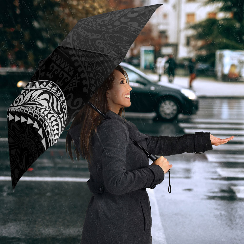 Hawaiian Tribal Tattoo and Plumeria Umbrella Polynesian Pattern Black Color