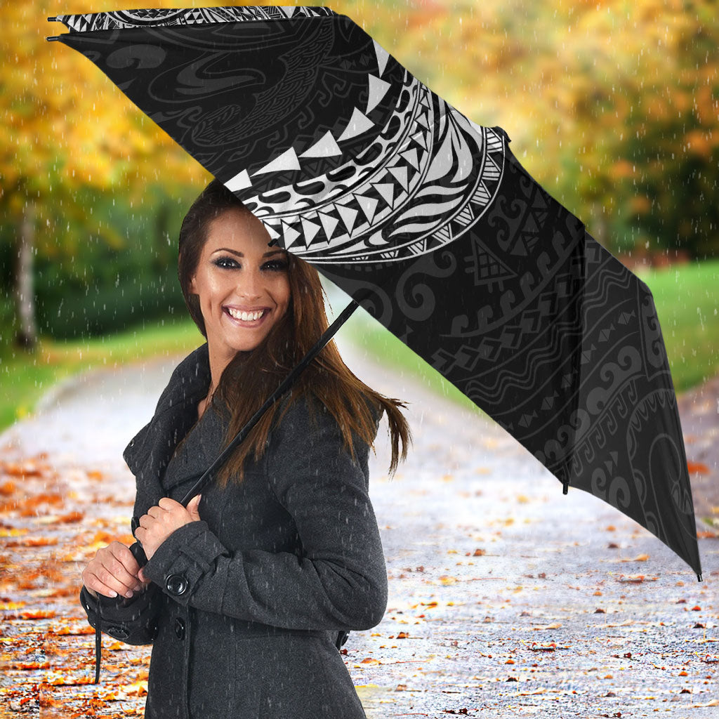 Hawaiian Tribal Tattoo and Plumeria Umbrella Polynesian Pattern Black Color
