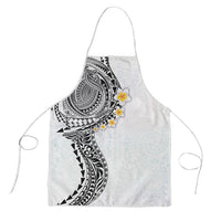 Hawaiian Tribal Tattoo and Plumeria Apron Polynesian Pattern White Color