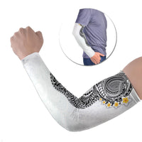 Hawaiian Tribal Tattoo and Plumeria Arm Sleeves Polynesian Pattern White Color
