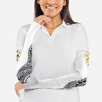 Hawaiian Tribal Tattoo and Plumeria Arm Sleeves Polynesian Pattern White Color