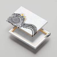 Hawaiian Tribal Tattoo and Plumeria Canvas Wall Art Polynesian Pattern White Color