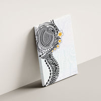 Hawaiian Tribal Tattoo and Plumeria Canvas Wall Art Polynesian Pattern White Color