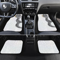 Hawaiian Tribal Tattoo and Plumeria Car Mats Polynesian Pattern White Color