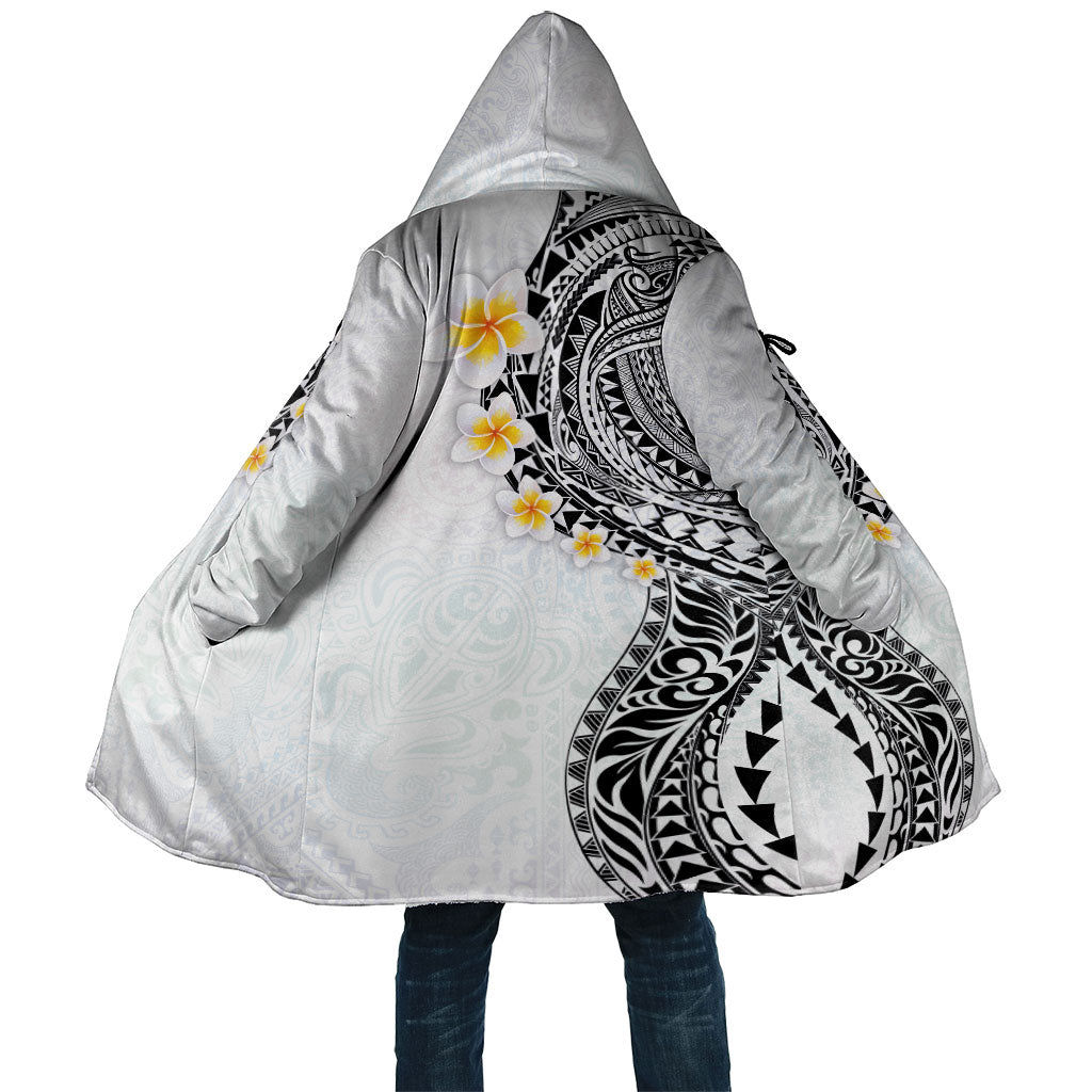Hawaiian Tribal Tattoo and Plumeria Cloak Polynesian Pattern White Color