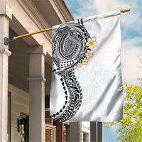 Hawaiian Tribal Tattoo and Plumeria Garden Flag Polynesian Pattern White Color