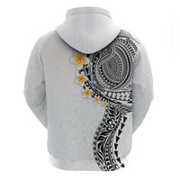 Hawaiian Tribal Tattoo and Plumeria Hoodie Polynesian Pattern White Color