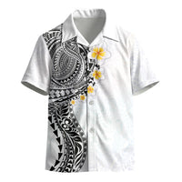 Hawaiian Tribal Tattoo and Plumeria Kid Hawaiian Shirt Polynesian Pattern White Color