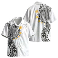 Hawaiian Tribal Tattoo and Plumeria Kid Hawaiian Shirt Polynesian Pattern White Color