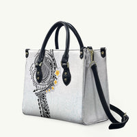 Hawaiian Tribal Tattoo and Plumeria Leather Bag Polynesian Pattern White Color