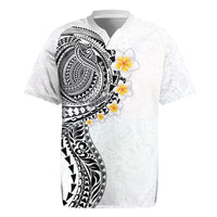 Hawaiian Tribal Tattoo and Plumeria Rugby Jersey Polynesian Pattern White Color