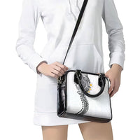 Hawaiian Tribal Tattoo and Plumeria Shoulder Handbag Polynesian Pattern White Color
