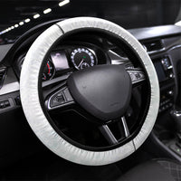 Hawaiian Tribal Tattoo and Plumeria Steering Wheel Cover Polynesian Pattern White Color