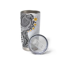 Hawaiian Tribal Tattoo and Plumeria Tumbler Cup Polynesian Pattern White Color