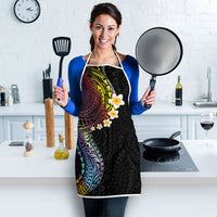 Hawaiian Tribal Tattoo and Plumeria Apron Polynesian Pattern Rainbow