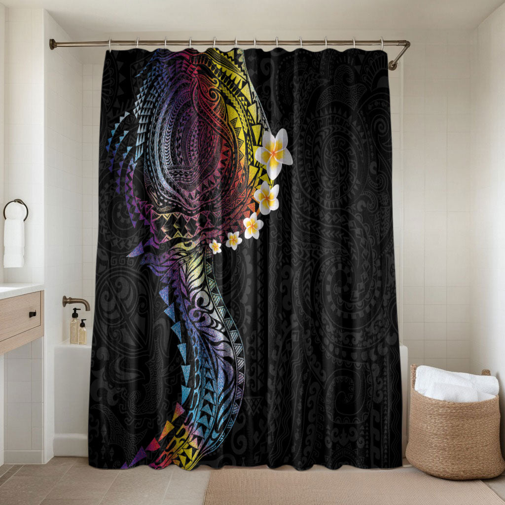 Hawaiian Tribal Tattoo and Plumeria Bathroom Set Polynesian Pattern Rainbow