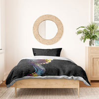 Hawaiian Tribal Tattoo and Plumeria Bedding Set Polynesian Pattern Rainbow