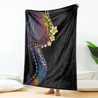 Hawaiian Tribal Tattoo and Plumeria Blanket Polynesian Pattern Rainbow