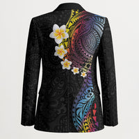 Hawaiian Tribal Tattoo and Plumeria Blazer Polynesian Pattern Rainbow