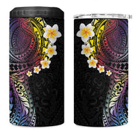 Hawaiian Tribal Tattoo and Plumeria 4 in 1 Can Cooler Tumbler Polynesian Pattern Rainbow