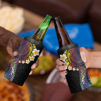 Hawaiian Tribal Tattoo and Plumeria 4 in 1 Can Cooler Tumbler Polynesian Pattern Rainbow