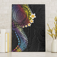 Hawaiian Tribal Tattoo and Plumeria Canvas Wall Art Polynesian Pattern Rainbow