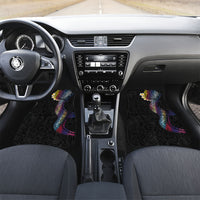 Hawaiian Tribal Tattoo and Plumeria Car Mats Polynesian Pattern Rainbow