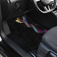 Hawaiian Tribal Tattoo and Plumeria Car Mats Polynesian Pattern Rainbow
