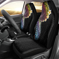 Hawaiian Tribal Tattoo and Plumeria Car Seat Cover Polynesian Pattern Rainbow