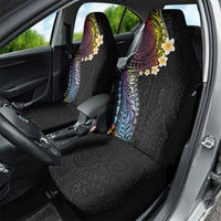 Hawaiian Tribal Tattoo and Plumeria Car Seat Cover Polynesian Pattern Rainbow