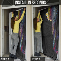 Hawaiian Tribal Tattoo and Plumeria Door Cover Polynesian Pattern Rainbow