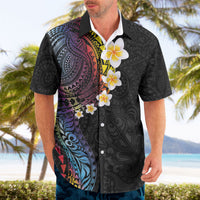 Hawaiian Tribal Tattoo and Plumeria Hawaiian Shirt Polynesian Pattern Rainbow