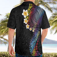 Hawaiian Tribal Tattoo and Plumeria Hawaiian Shirt Polynesian Pattern Rainbow