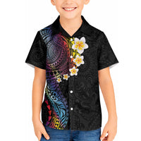 Hawaiian Tribal Tattoo and Plumeria Hawaiian Shirt Polynesian Pattern Rainbow