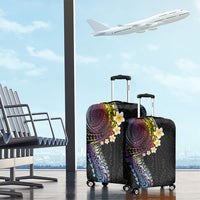Hawaiian Tribal Tattoo and Plumeria Luggage Cover Polynesian Pattern Rainbow