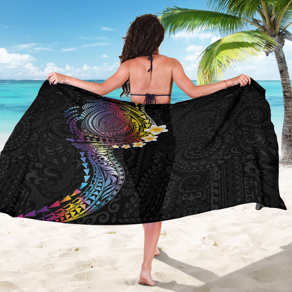 Hawaiian Tribal Tattoo and Plumeria Sarong Polynesian Pattern Rainbow
