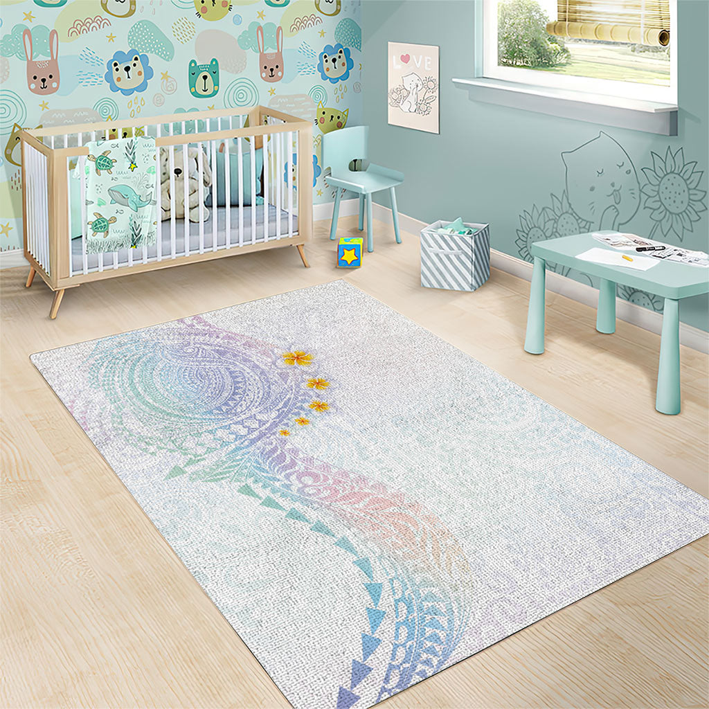 Hawaiian Tribal Tattoo and Plumeria Area Rug Polynesian Pattern Sweet