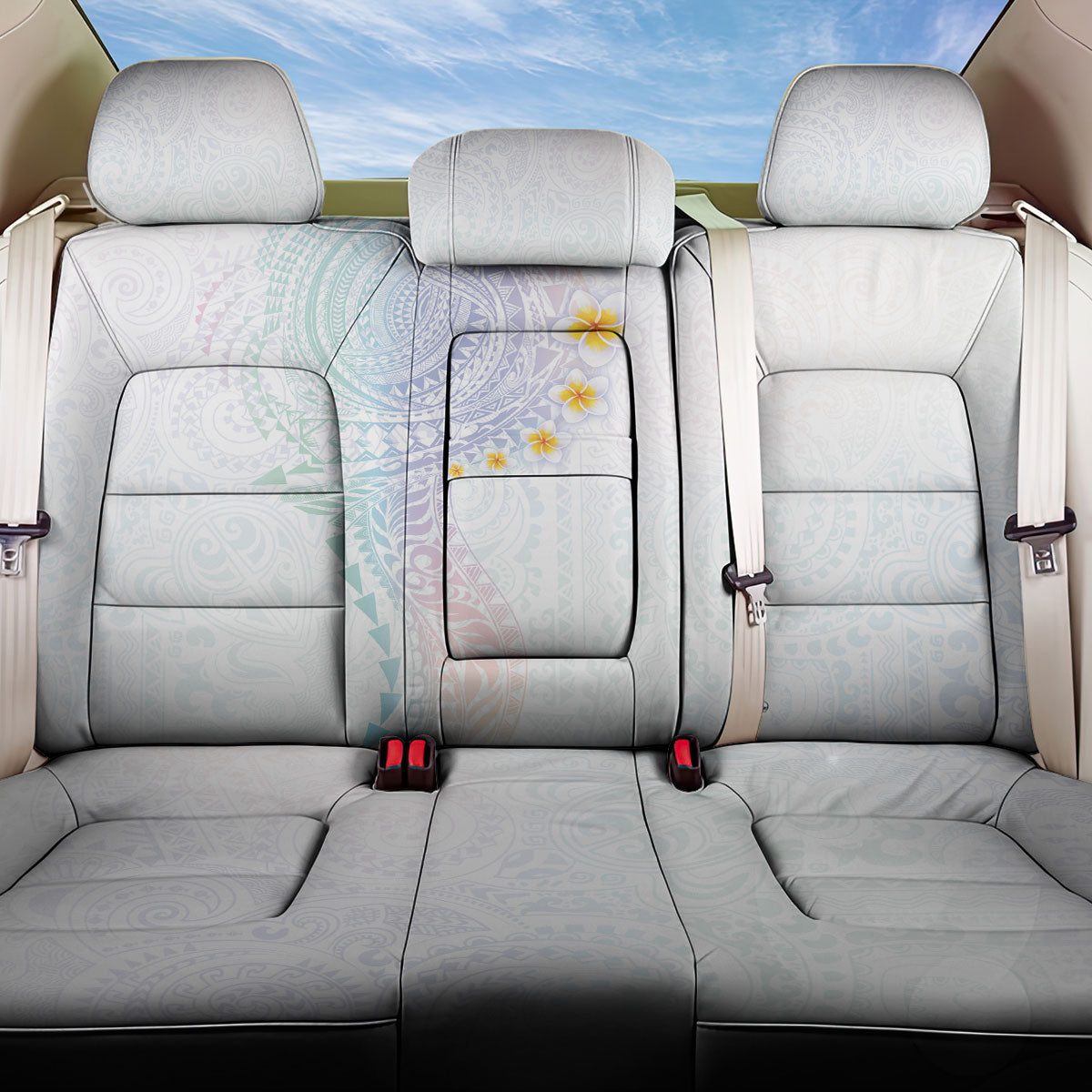 Hawaiian Tribal Tattoo and Plumeria Back Car Seat Cover Polynesian Pattern Sweet