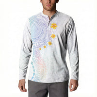 Hawaiian Tribal Tattoo and Plumeria Button Sweatshirt Polynesian Pattern Sweet